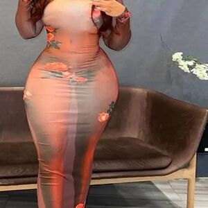 Floral Mesh Bodycon Dress